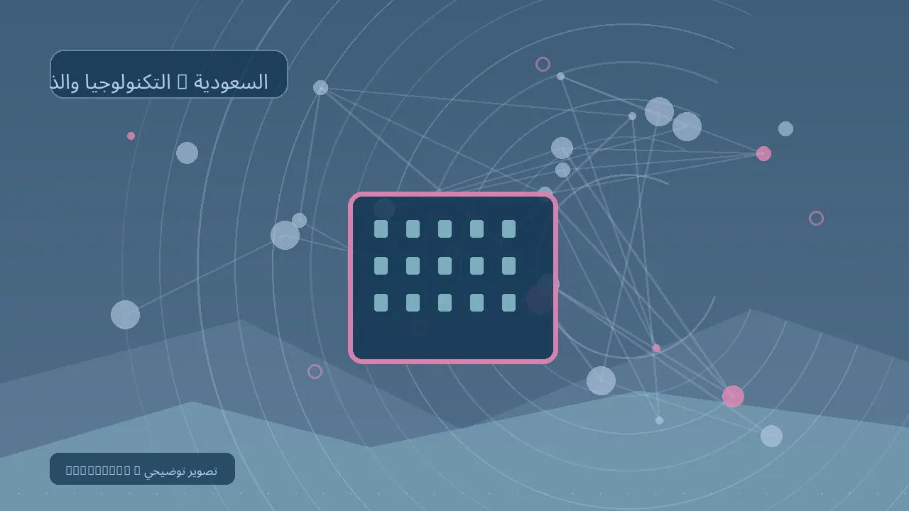 التكنولوجيا والذكاء الاصطناعي / السعودية — رسم تحريري توضيحي غير فوتوغرافي